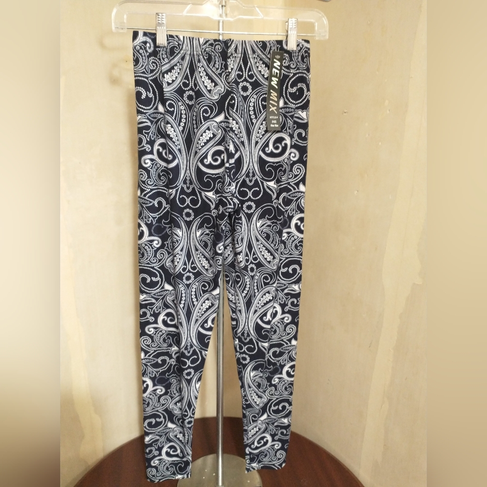 Navy Paisley Leggings